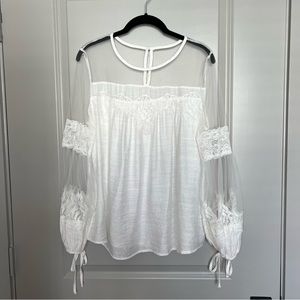 White long sleeve illusion top - size small